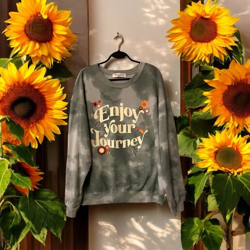 Wound Up Green 'Enjoy Your Journey' Tie Dye Sweatshirt